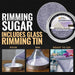Purple Pearl cocktail rimming sugar in a 4oz tin with instructions for pouring and rimming glasses for a decorative finish.