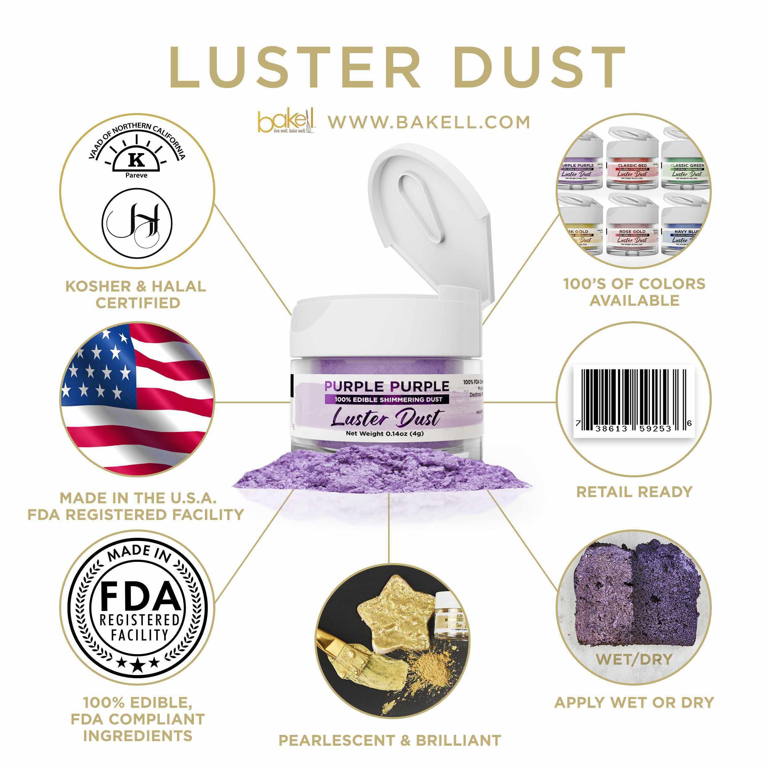 Purple Purple Edible Luster Dust | Bakell