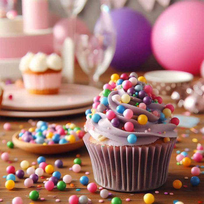 Cupcake covered in Rainbow Pearl Krazy Sprinkles