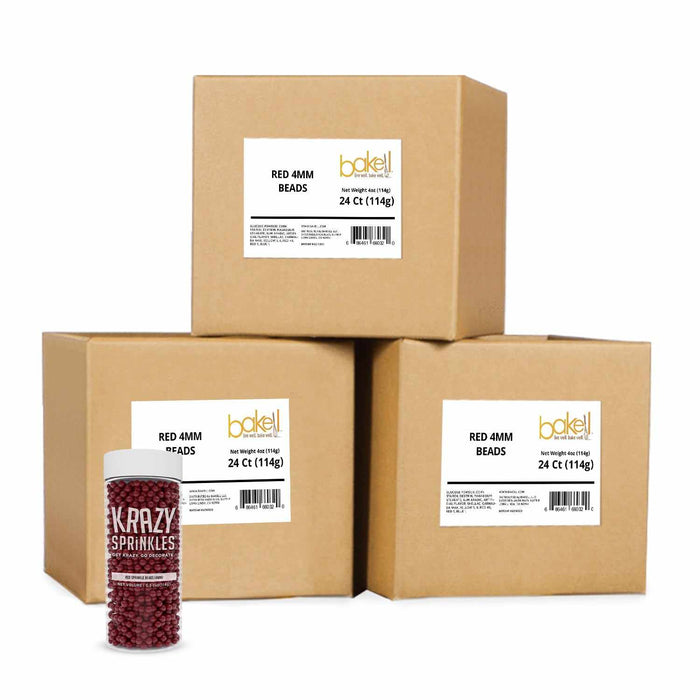 Red 4mm Sprinkle Beads Wholesale (24 units per/ case) | Bakell
