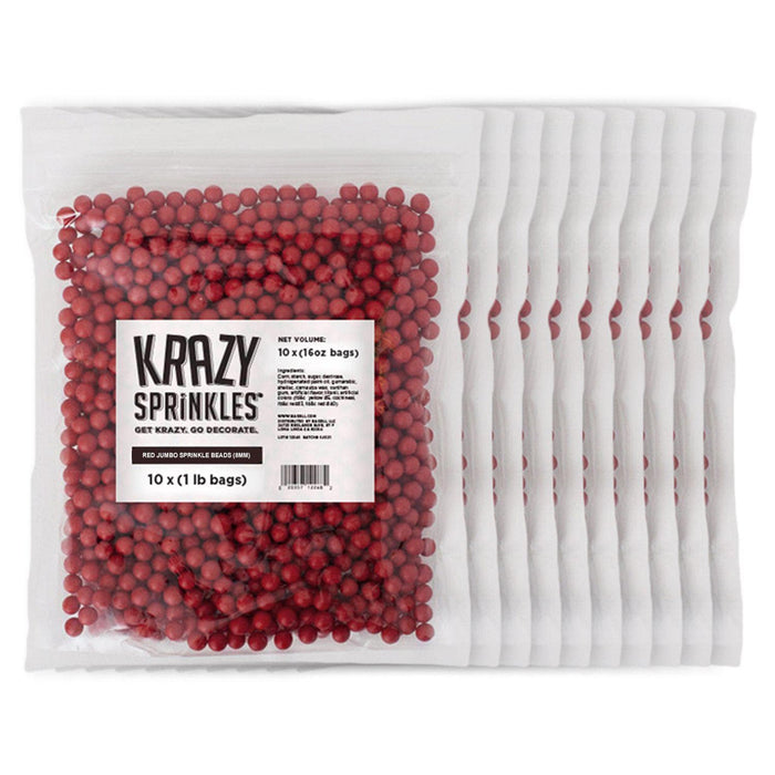 Bulk Size Red 8mm Beads Sprinkles | Krazy Sprinkles | Bakell