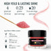 Red Brew Glitter 4g jar with a gold spoon showing serving yield statistics for cocktails, cans, and beer glasses.