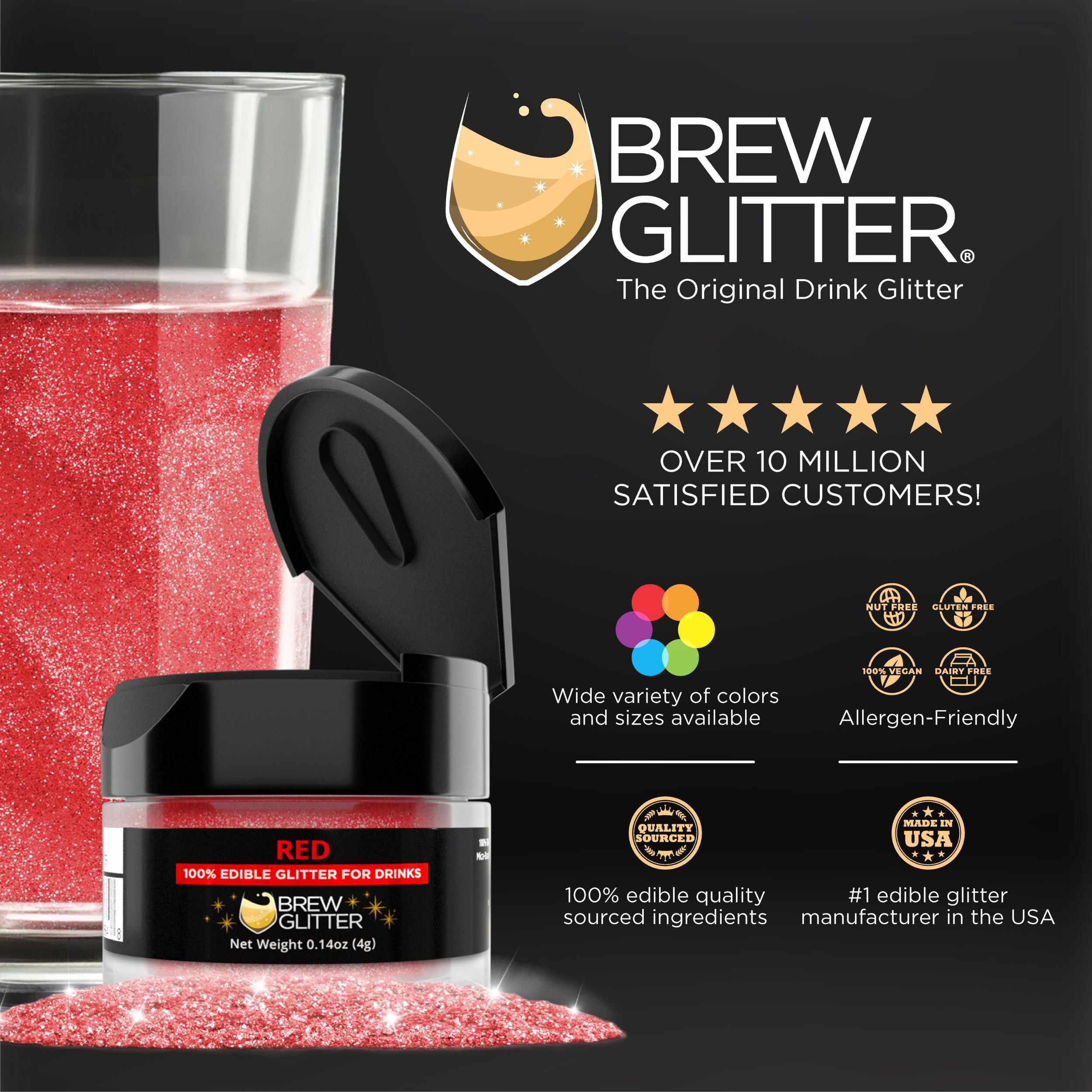 Red Brew Glitter  | FDA Approved glitter  | Bakell