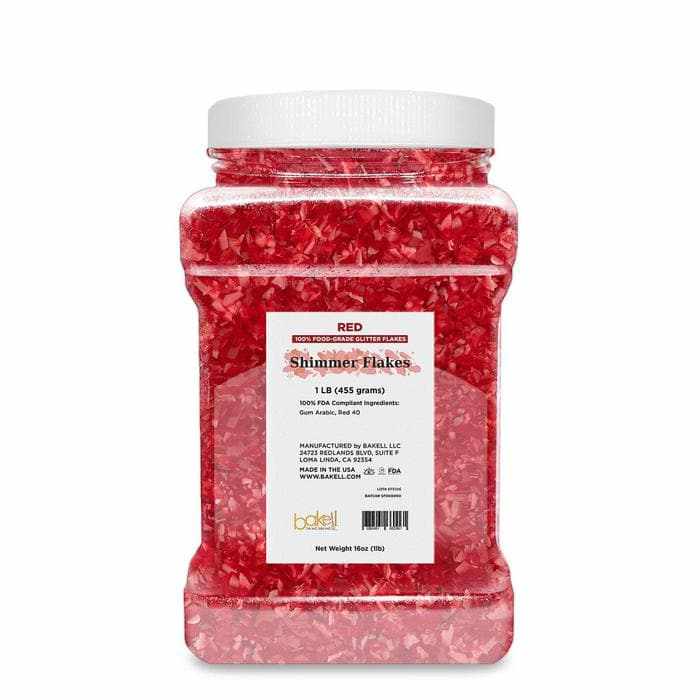 Red Edible Shimmer Flakes, Bulk | #1 Site for 100% Edible Glitter 