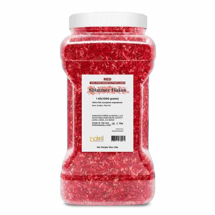 Red Edible Shimmer Flakes, Bulk | #1 Site for 100% Edible Glitter 