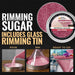Red Pearl cocktail rimming sugar in a 4oz tin with instructions on how to garnish a glass for drinks.