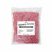 One-pound bag of shimmering red pearl cocktail rimming sugar with a white product label on a clear plastic pouch.