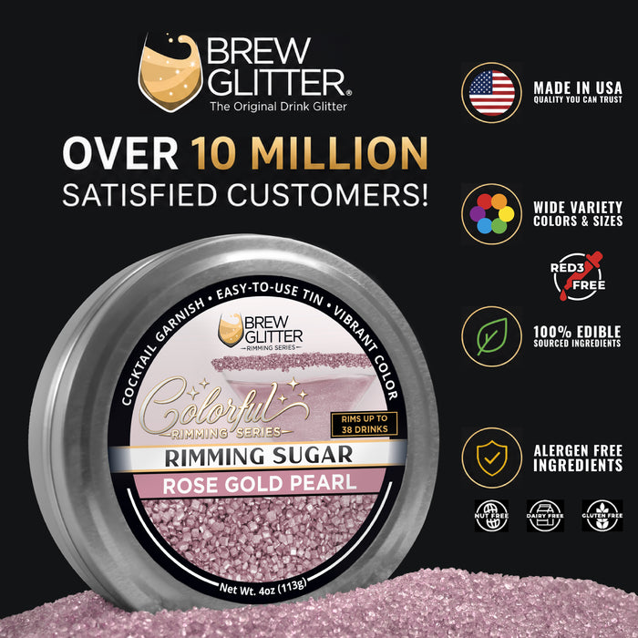 Rose Gold Pearl Cocktail Rimming Sugar | Bulk Sizes