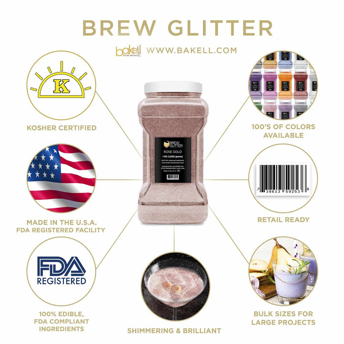 Rose Gold Edible Glitter for Drinks | Brew Glitter-Beer Glitter-bakell