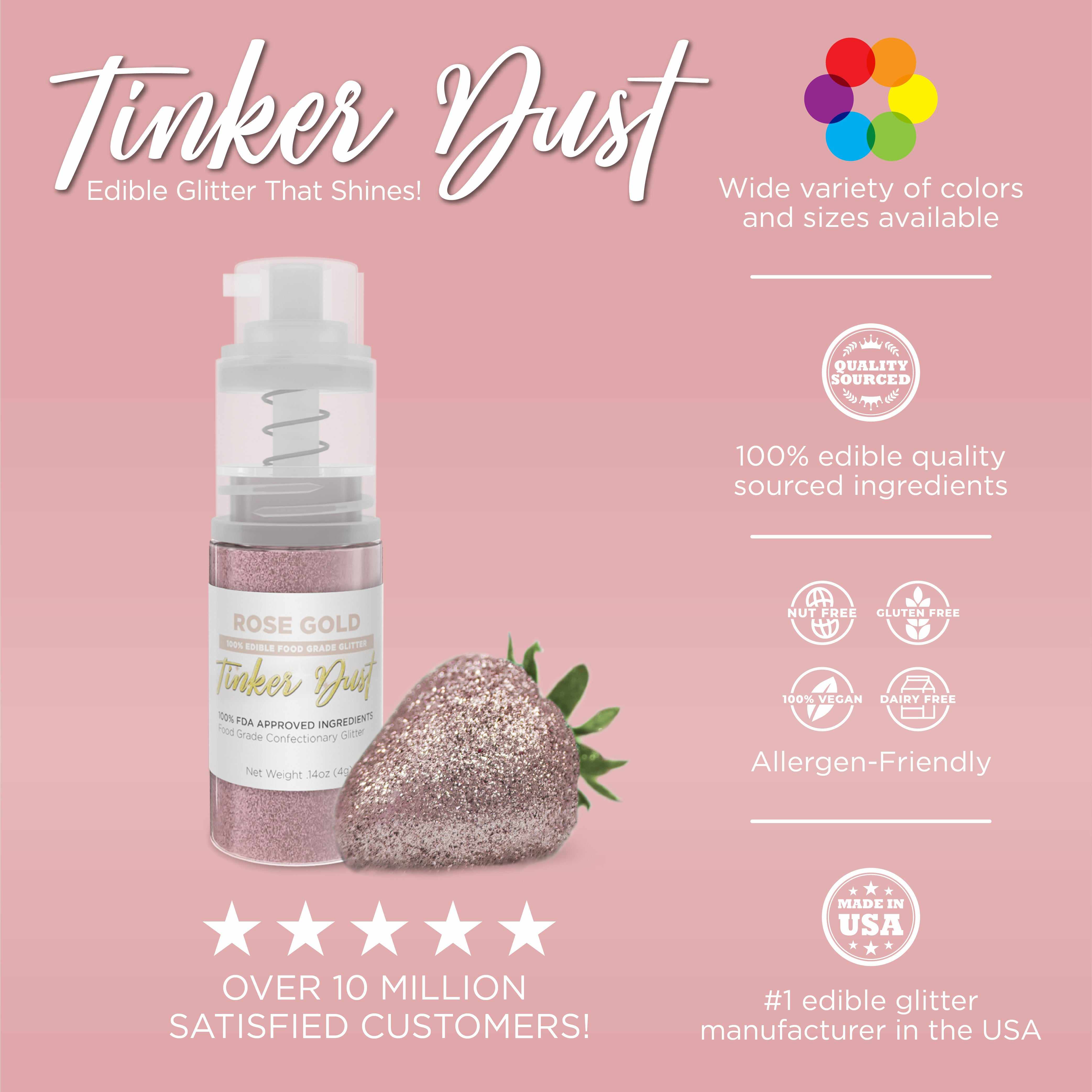 Rose Gold Edible Glitter Spray 25g Pump | Tinker Dust®-B2C_Tinker Dust_25g Pump-bakell