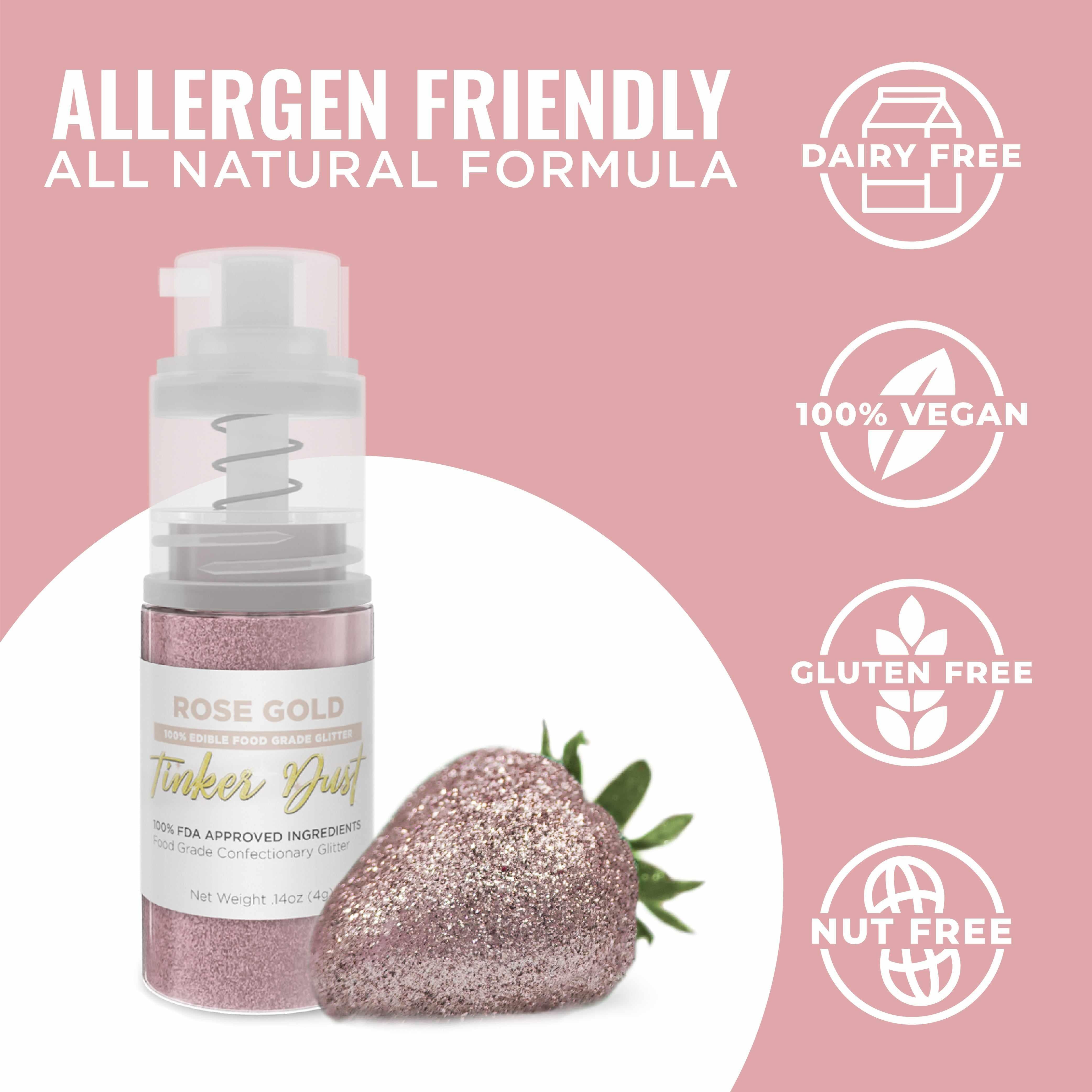 Rose Gold Edible Glitter Spray 4g Pump | Tinker Dust®-B2C_Tinker Dust_Mini Pump-bakell