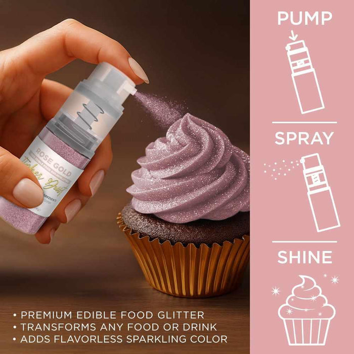 Rose Gold Edible Glitter Spray 4g Pump | Tinker Dust®-B2C_Tinker Dust_Mini Pump-bakell