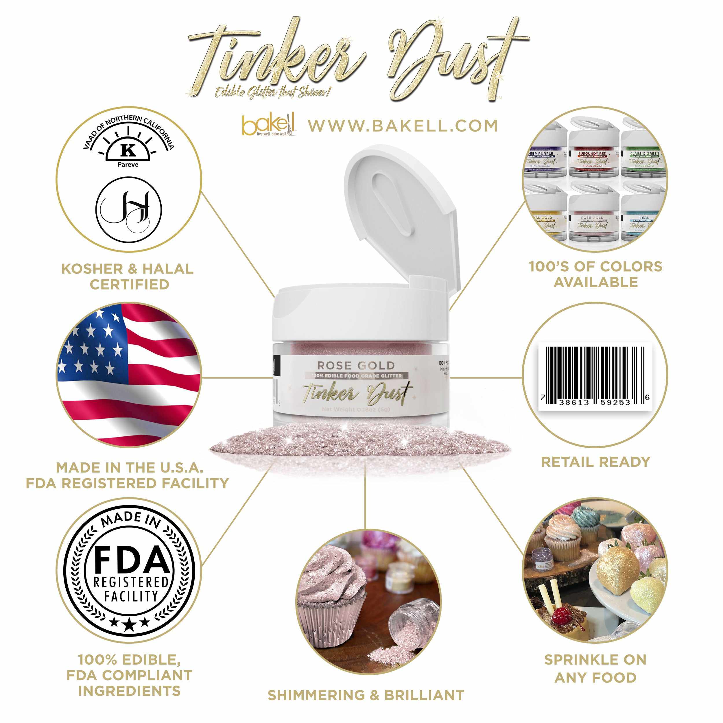 Rose Gold Edible Glitter | Tinker Dust®-Tinker Dust-bakell