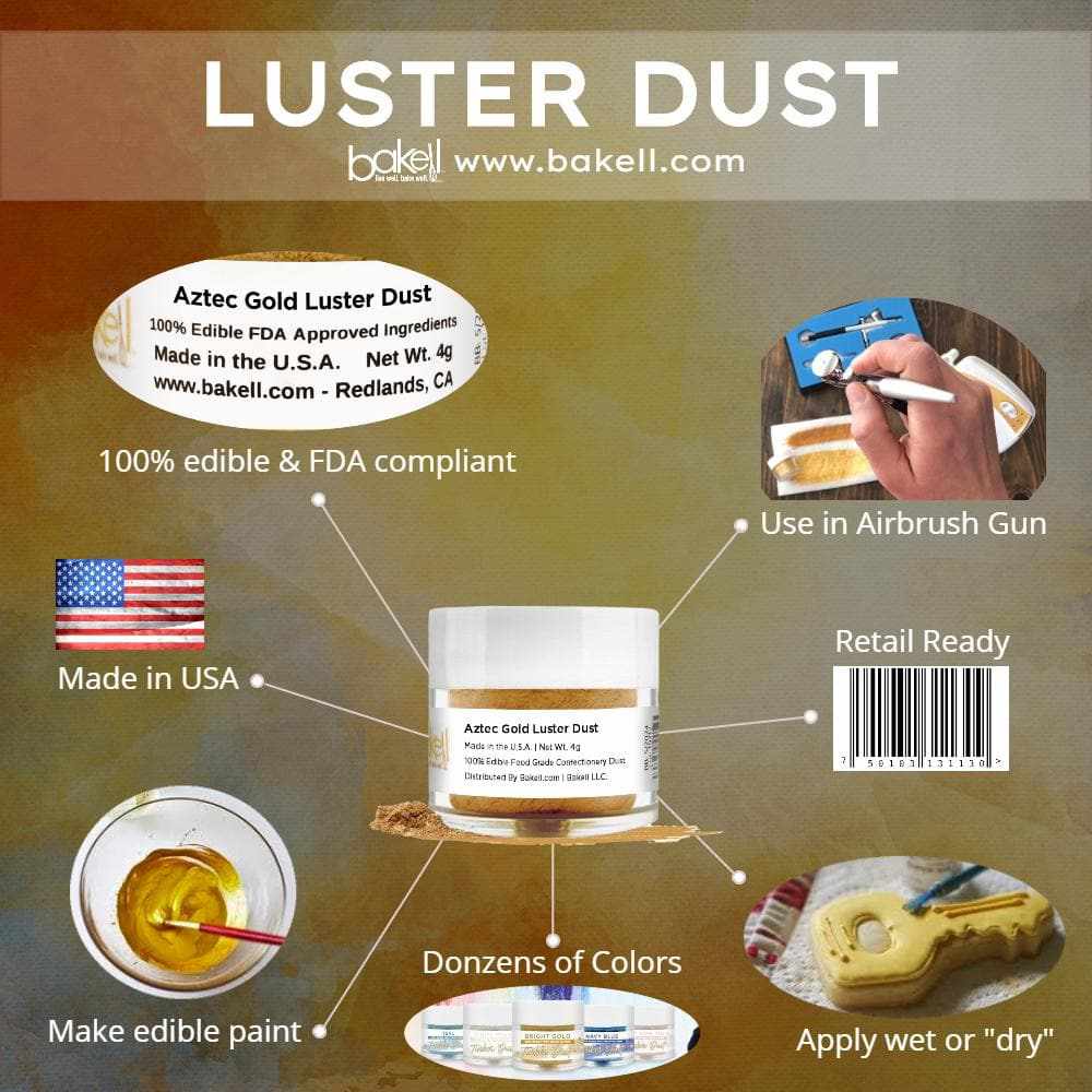 Rose Gold Luster Dust | 100% Edible & Kosher Pareve | Wholesale | Bakell.com