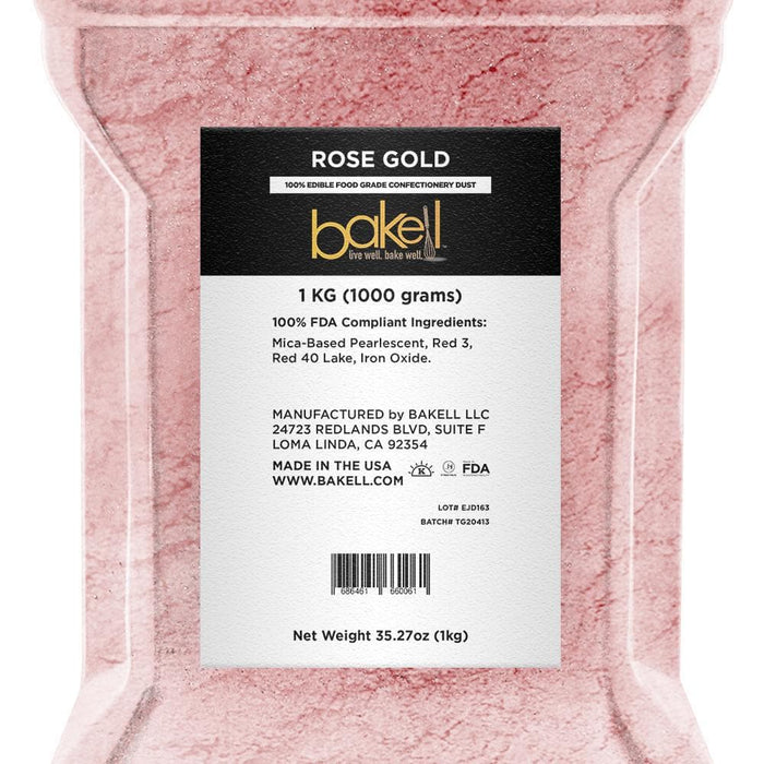 Rose Gold Highlighter Metallic Luster Dust | FDA & Kosher Pareve | Bakell.com