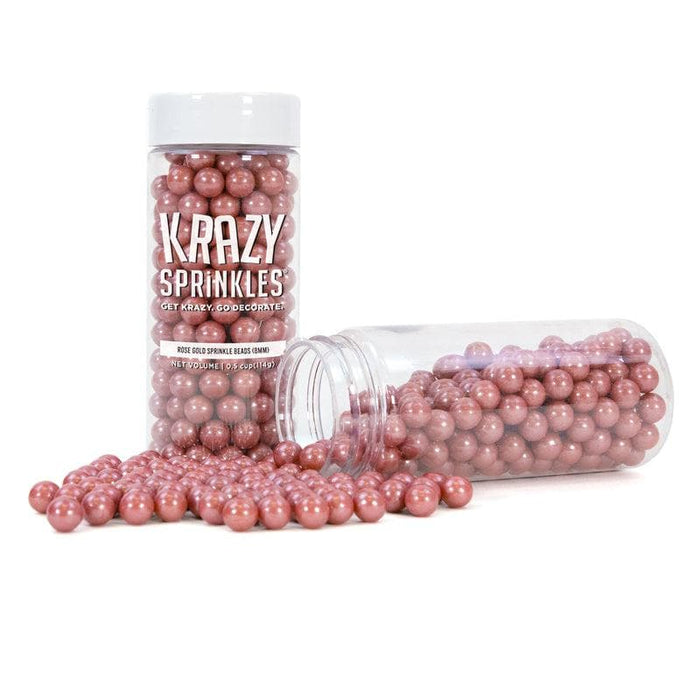 Rose Gold Pearl 8mm Beads Sprinkles | Krazy Sprinkles | Bakell