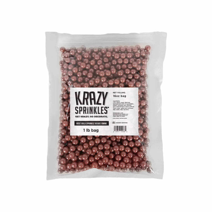 Rose Gold Pearl 8mm Beads Sprinkles | Krazy Sprinkles | Bakell