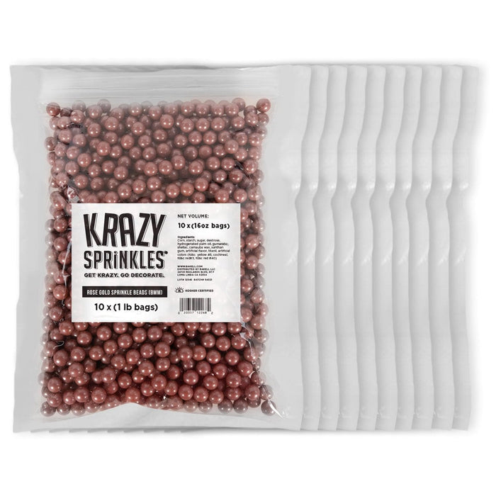Rose Gold Pearl 8mm Beads Sprinkles | Krazy Sprinkles | Bakell