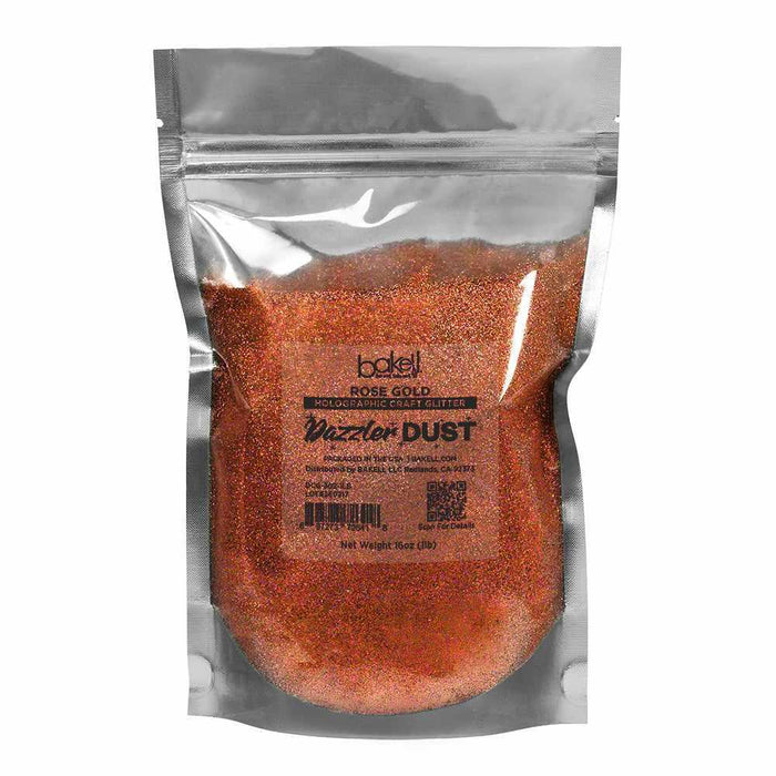 1 lb bag of Rose Gold Ultrafine Holographic Craft Glitter Dazzler Dust by Bakell.