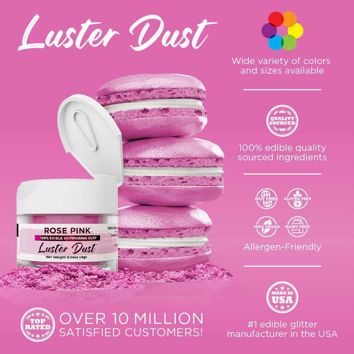 Rose Pink Luster Dust 4 Gram Jar-Google Feed_Luster Dust-bakell