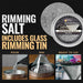 Shimmering black cocktail rimming salt in a 4oz tin with step-by-step pouring and rimming instructions.