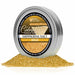 4oz tin of shimmering gold cocktail rimming salt with a black label, sitting in a pile of sparkling gold salt crystals.