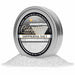 4oz tin of shimmering white cocktail rimming salt with a black and silver label, surrounded by a pile of sparkling salt.