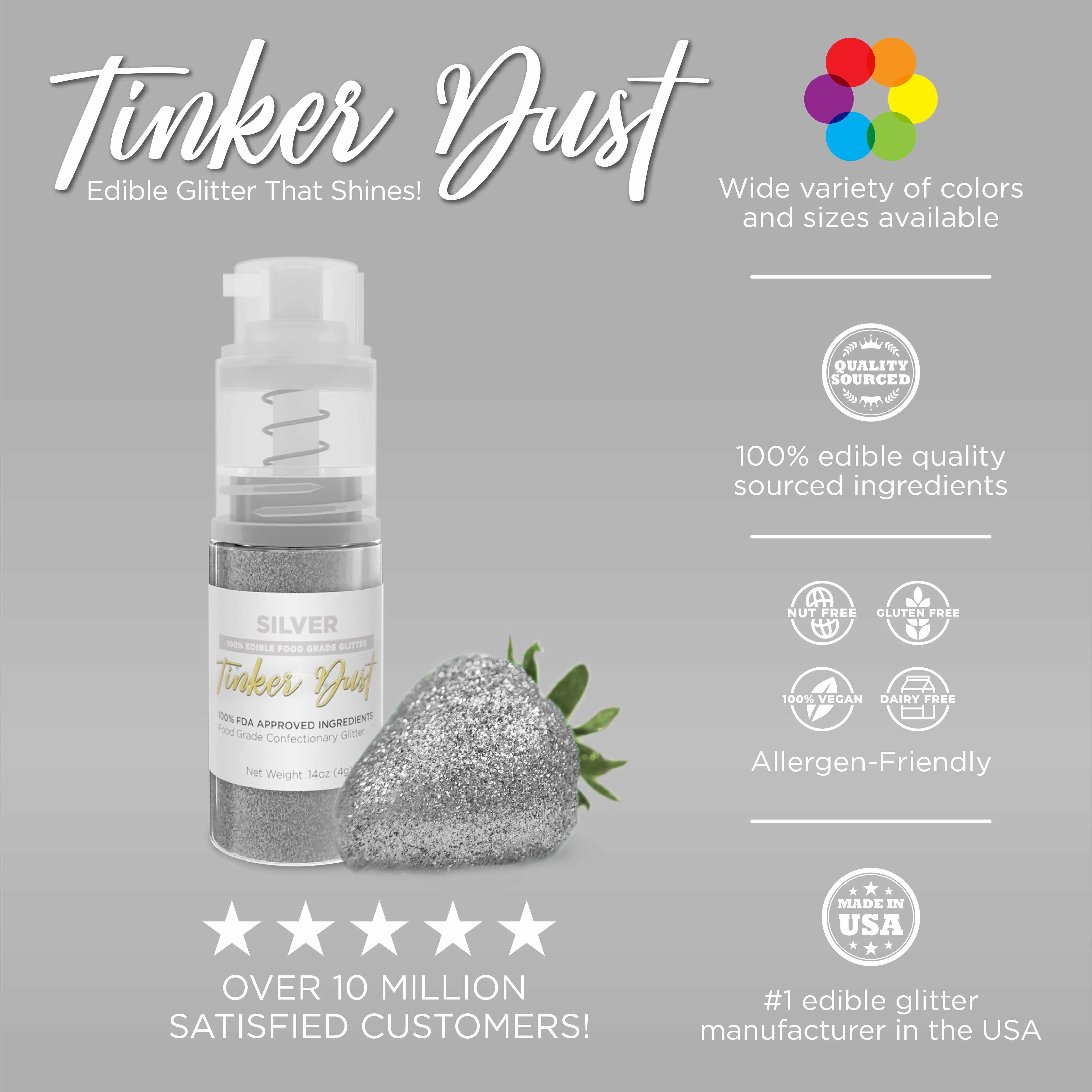 Silver Edible Glitter Spray 25g Pump | Tinker Dust®-B2C_Tinker Dust_25g Pump-bakell