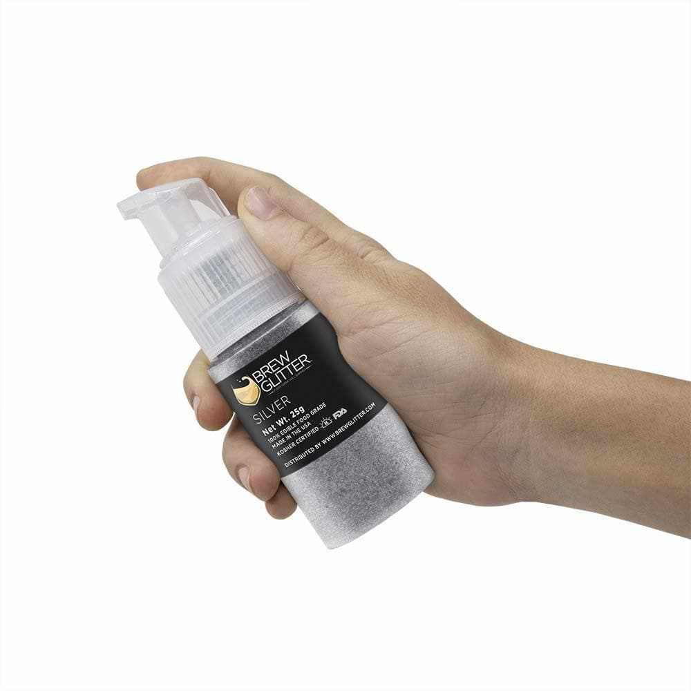 Silver Edible Glitter Spray Pump | Brew Glitter | Bakell