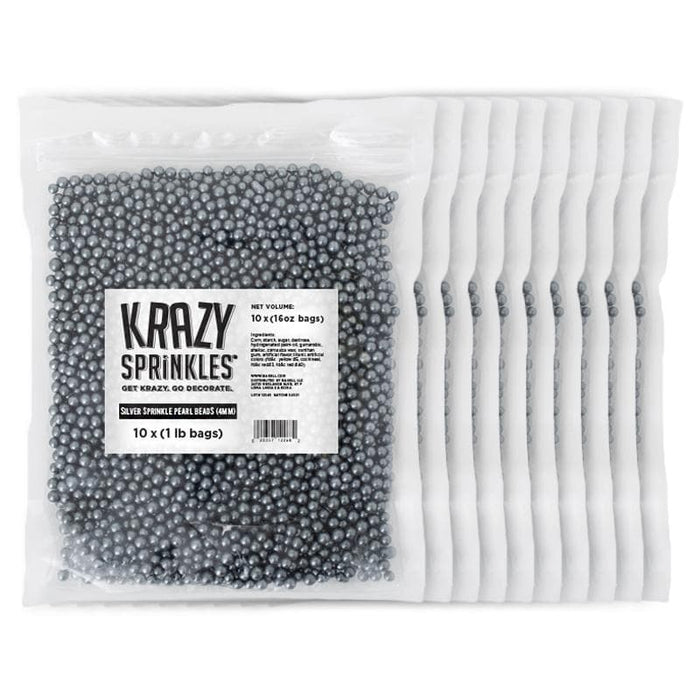 Silver Pearl 4mm Beads by Krazy Sprinkles®|Wholesale Sprinkles