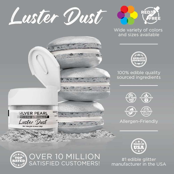 Silver Pearl Luster Dust 4 Gram Jar-Google Feed_Luster Dust-bakell