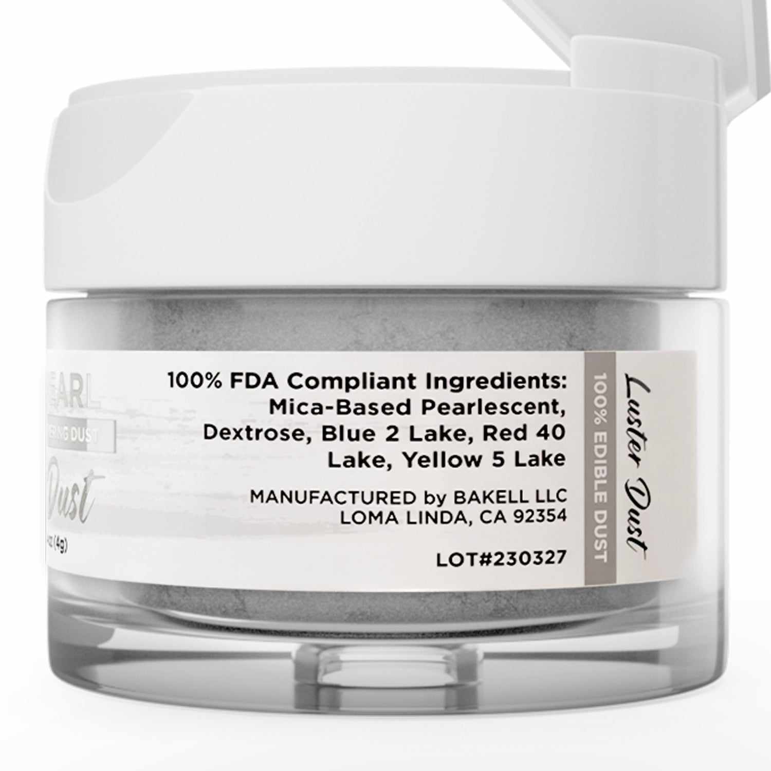 Silver Pearl Luster Dust 4 Gram Jar-Luster Dust_4G_Google Feed-bakell