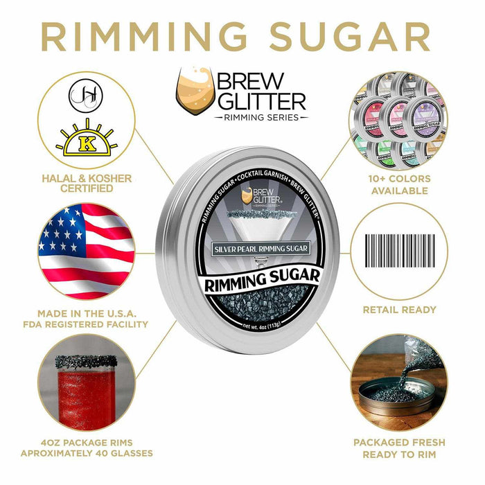 Buy Silver Pearl Cocktail Rimming Sugar - Silver Sugar -Bakell