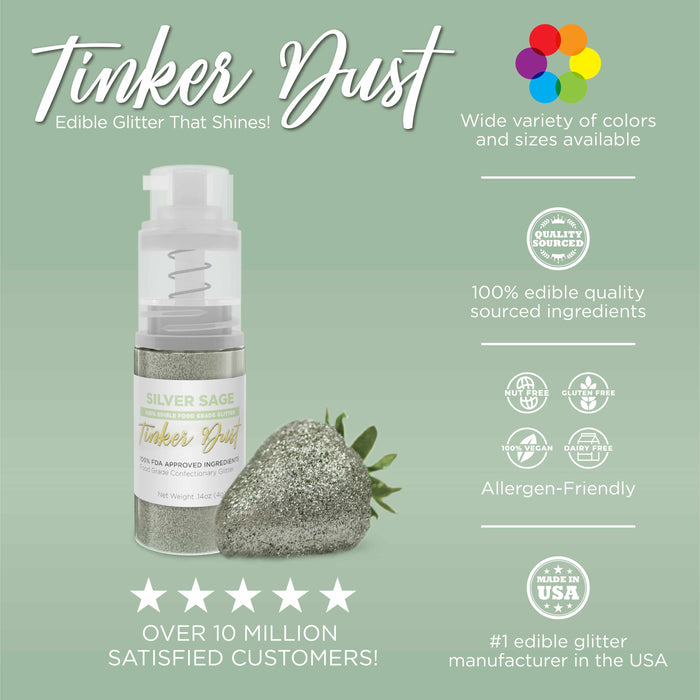 Silver Sage Edible Glitter Spray 25g Pump | Tinker Dust®-B2C_Tinker Dust_25g Pump-bakell