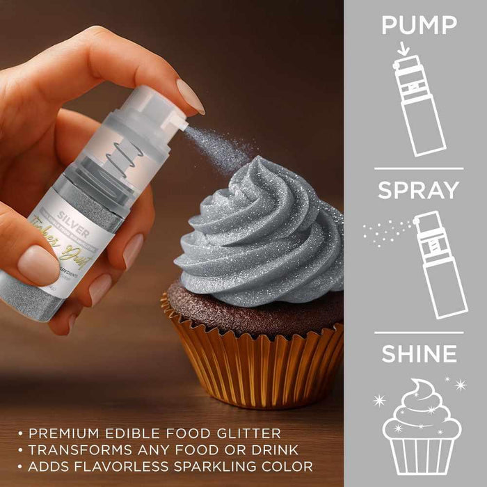 Silver Tinker Edible Glitter Spray 4g Pump | Tinker Dust®-B2C_Tinker Dust_Mini Pump-bakell
