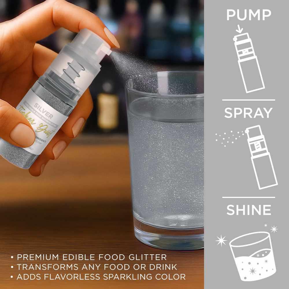 Silver Tinker Edible Glitter Spray 4g Pump | Tinker Dust®-B2C_Tinker Dust_Mini Pump-bakell