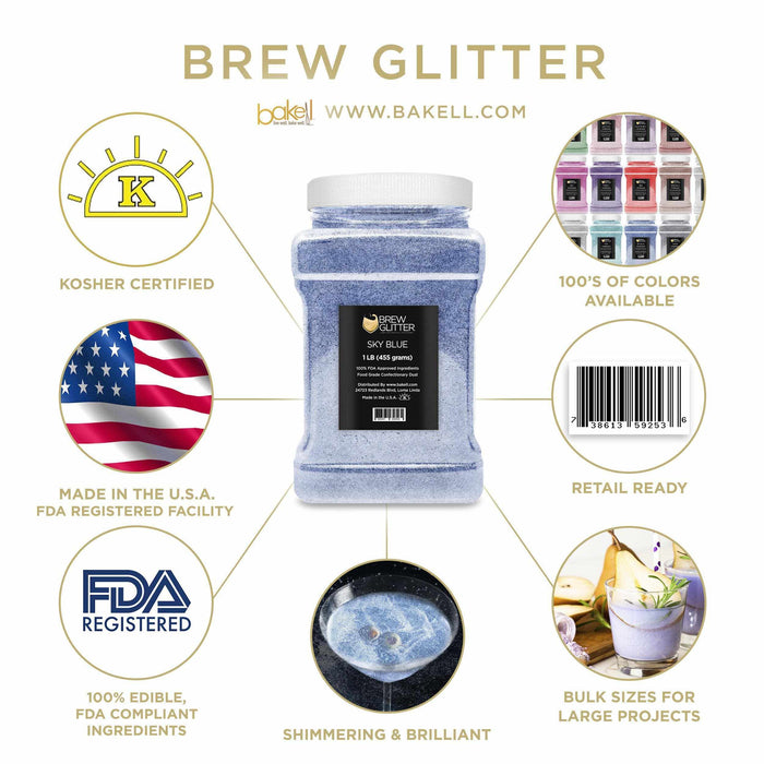 Sky Blue Glitter for Coffee, Cappuccinos & Lattes | Bakell.com
