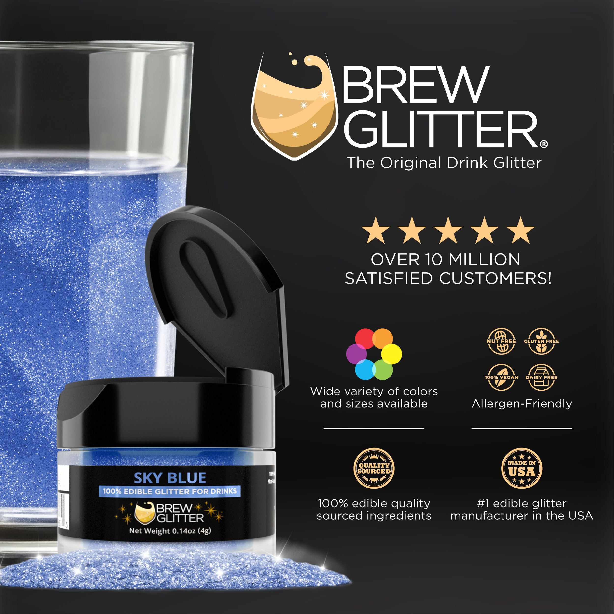 Sky Blue Edible Glitter for Beer, Cocktails & Wine | Bakell.com