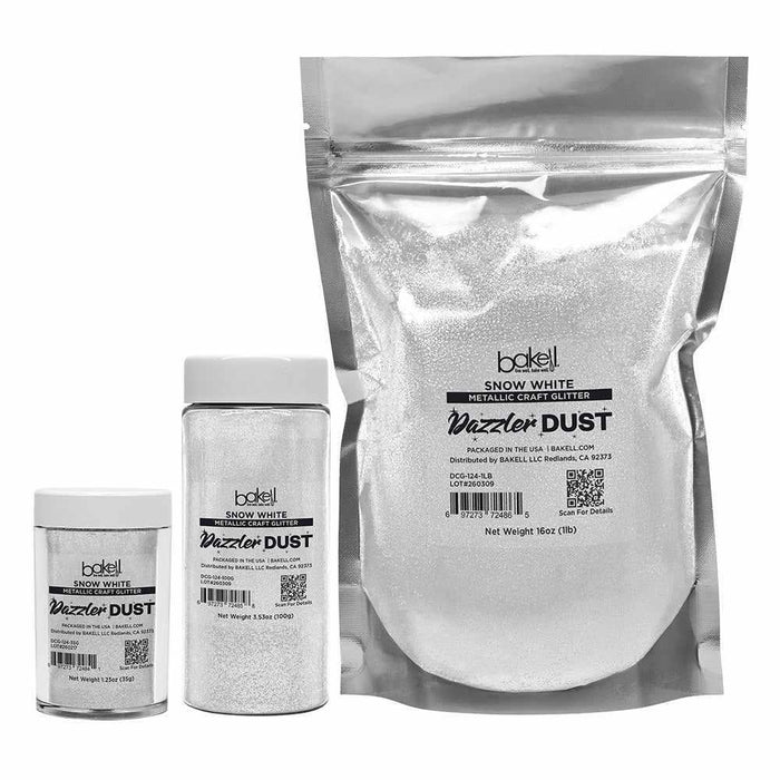 Snow White Ultrafine Metallic Craft Glitter Dazzler Dust | Premium Polyester Non-Toxic | Bakell-B2C_Dazzler Dust-bakell