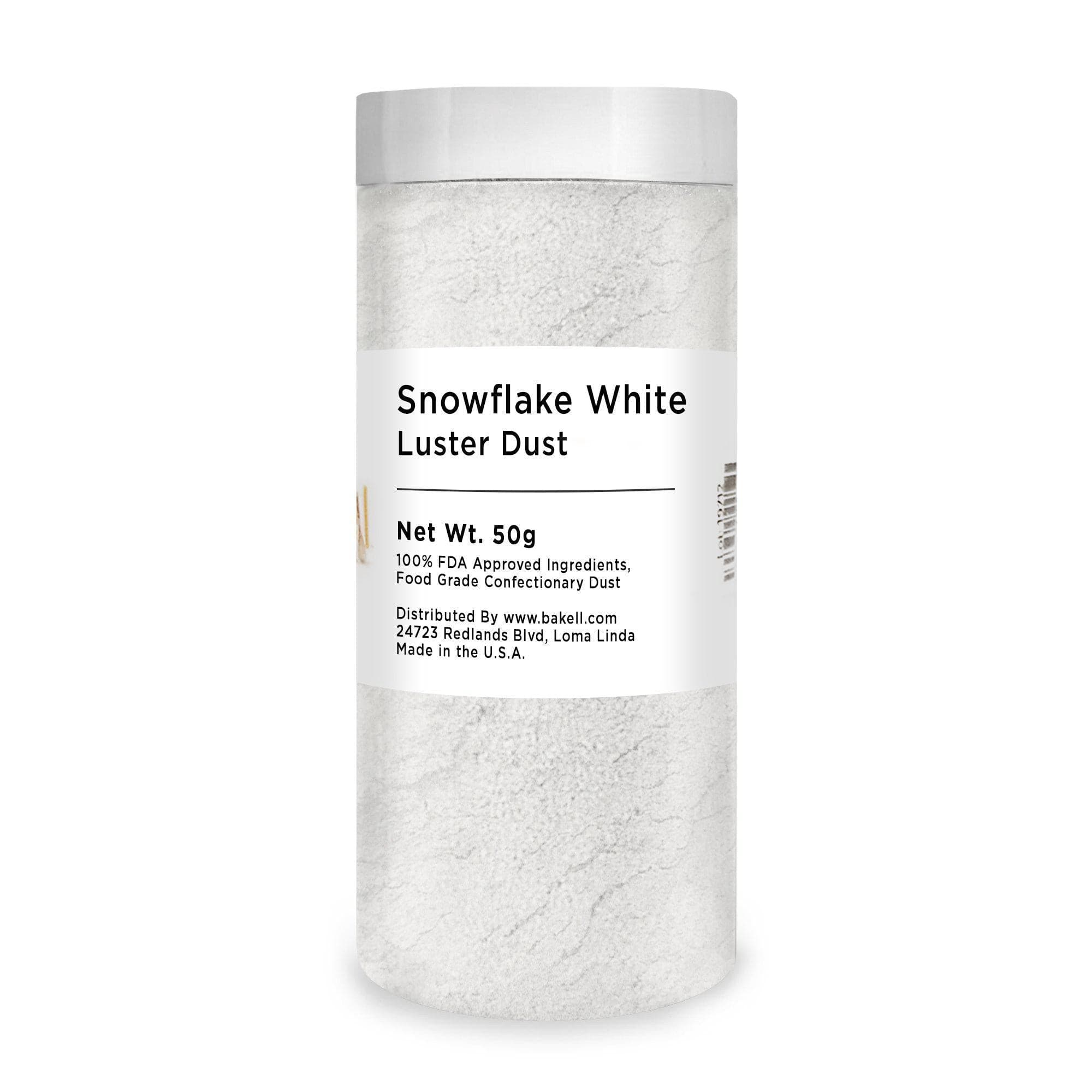 Snowflake White Edible Luster Dust | Pure Snowflake Dust | Bakell