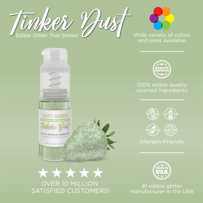 Soft Green Edible Glitter Spray 25g Pump | Tinker Dust®-B2C_Tinker Dust_25g Pump-bakell