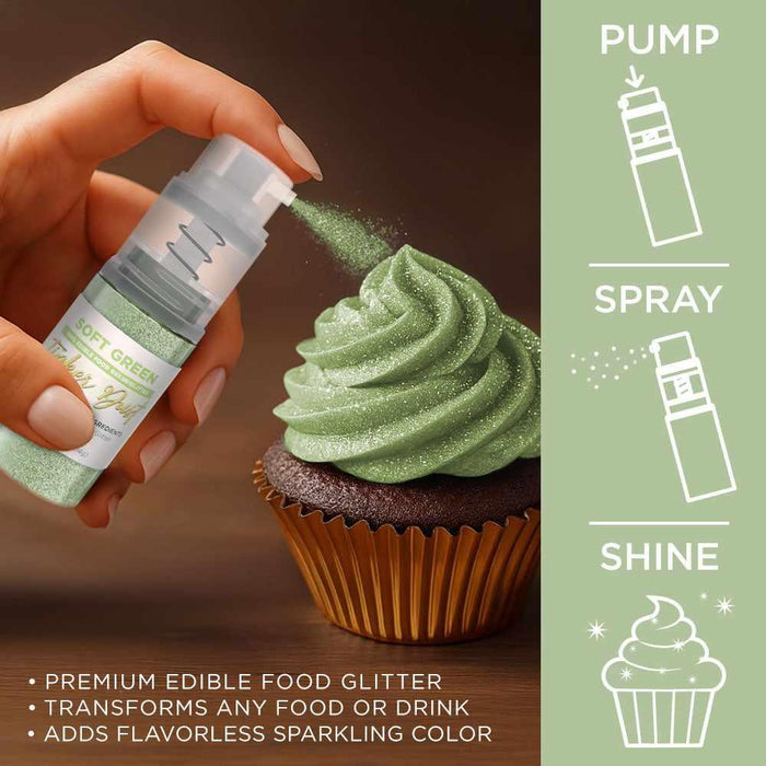 Soft Green Edible Glitter Spray 4g Pump | Tinker Dust®-B2C_Tinker Dust_Mini Pump-bakell