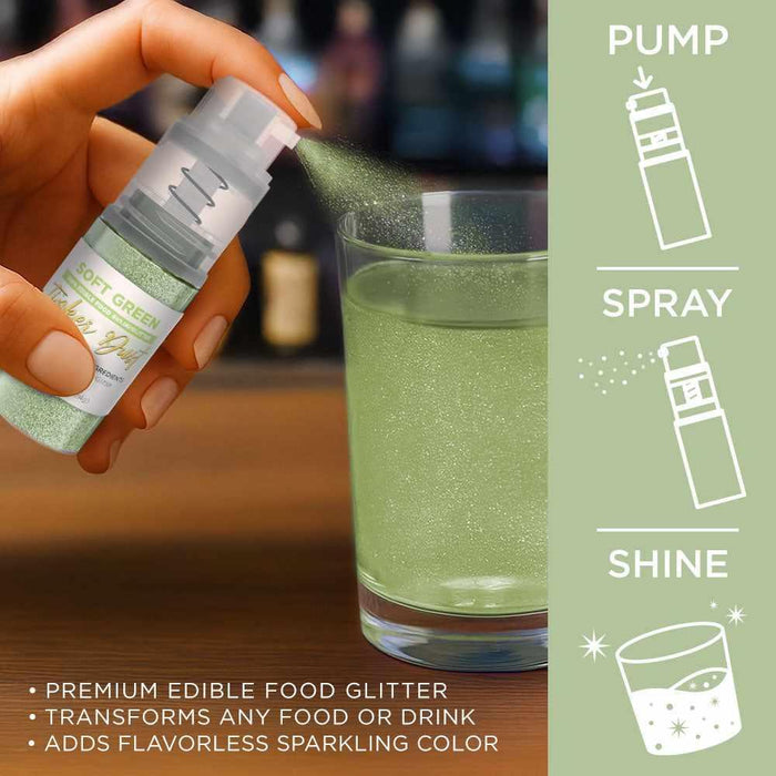 Soft Green Edible Glitter Spray 4g Pump | Tinker Dust®-B2C_Tinker Dust_Mini Pump-bakell