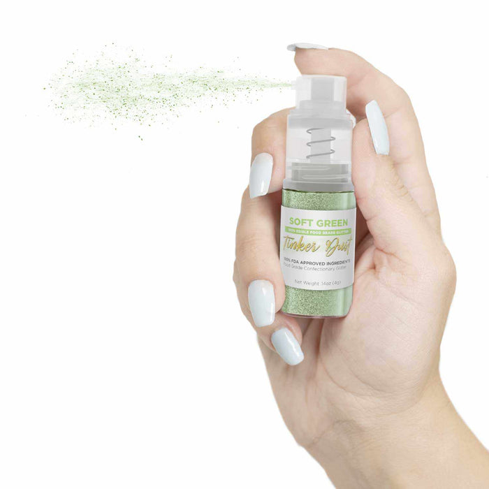 Soft Green Edible Glitter Spray 4g Pump | Tinker Dust® | Bakell