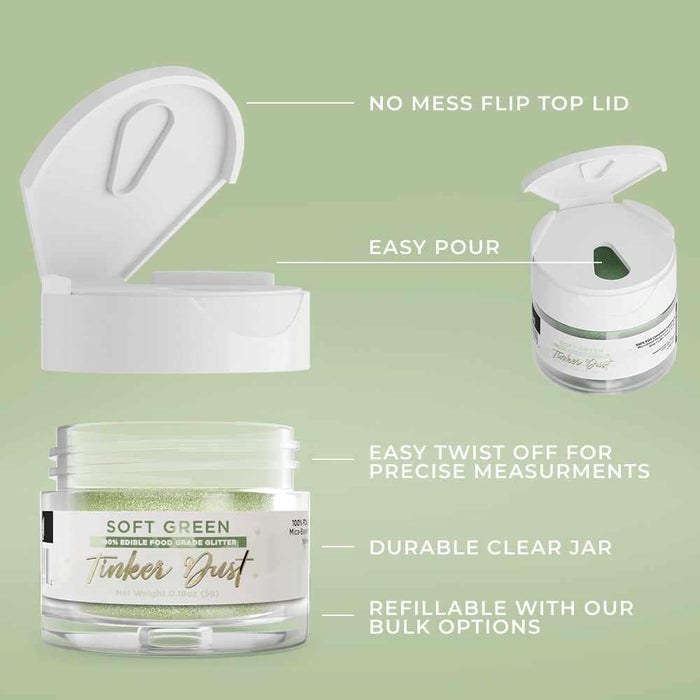 Soft Green Edible Glitter | Tinker Dust® 5 Grams-Google Feed_Tinker Dust-bakell