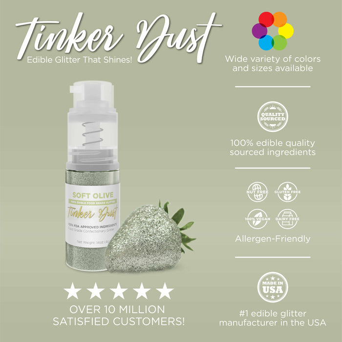 Soft Olive Edible Glitter Spray 4g Pump | Tinker Dust®-B2C_Tinker Dust_Mini Pump-bakell