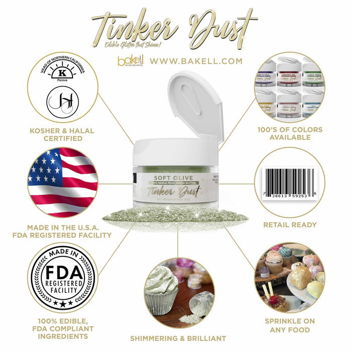 Soft Olive Green Edible Glitter | Tinker Dust® 5 Grams-Tinker Dust_5G_Google Feed-bakell