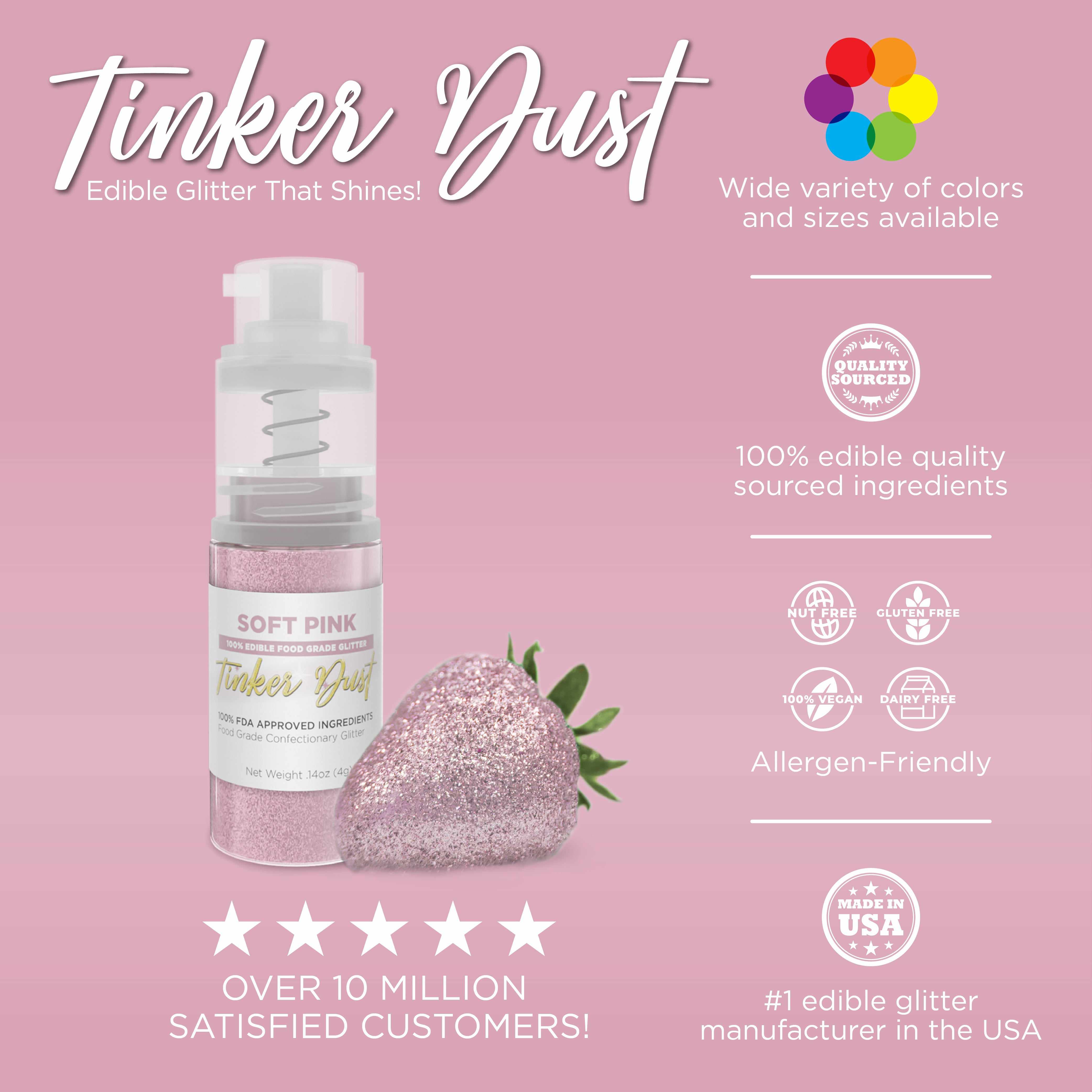 Soft Pink Edible Glitter Spray 25g Pump | Tinker Dust®-B2C_Tinker Dust_25g Pump-bakell