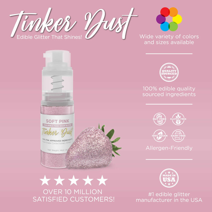 Soft Pink Edible Glitter Spray 25g Pump | Tinker Dust®-B2C_Tinker Dust_25g Pump-bakell