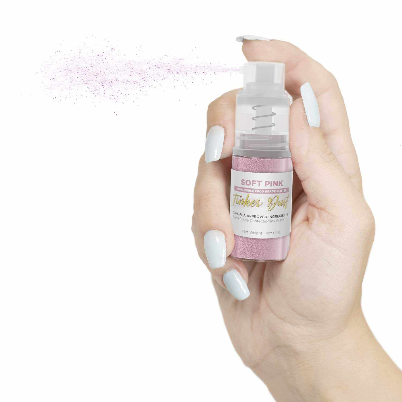 Soft Pink Edible Glitter Spray 4g Pump | Tinker Dust® | Bakell — Bakell®
